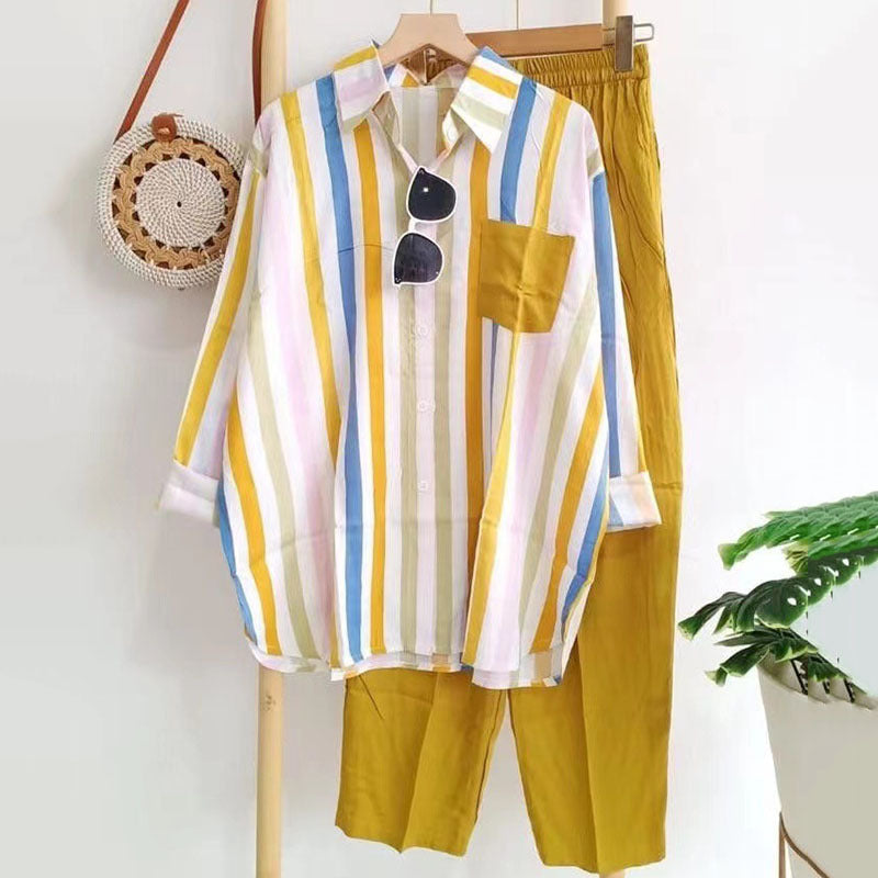 ✨👗【50%OFF】【S-5XL】 🌸Costum casual din două piese cu dungi de primăvară_3976165