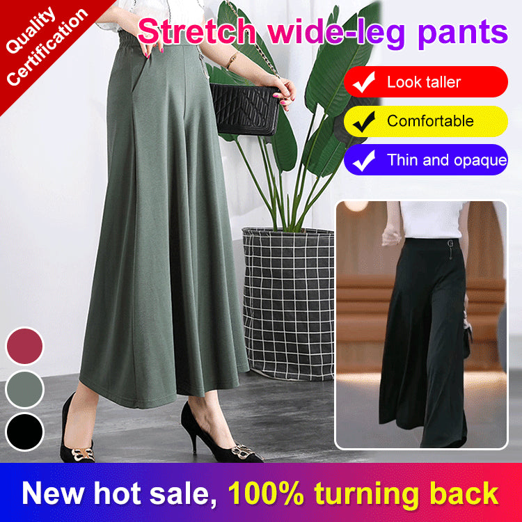 👖🌿【M-5XL】2025 Nowe damskie letnie szerokie nogawki Ice Silk Cropped Pants-3918409