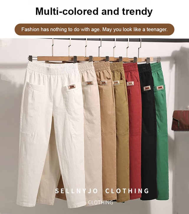 👖🔥🔥【M-6XL】Pantaloni casual de dama noi, elastici si versatili, in marimi mari, din bumbac pur3904769