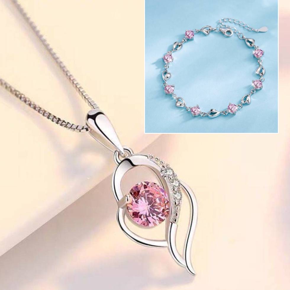 ✨✨【Kup 1, a 1 otrzymasz gratis】💎💎Serce oceanu 925 srebro bransoletka + naszyjnik zestaw