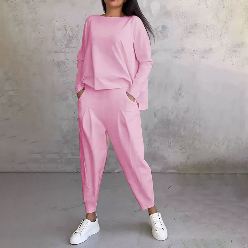 【40%OFF】💥【Cumpărați 1 obțineți 1 gratuit】💖Set de pantaloni cu mânecă lungă și gât rotund, set din două piese