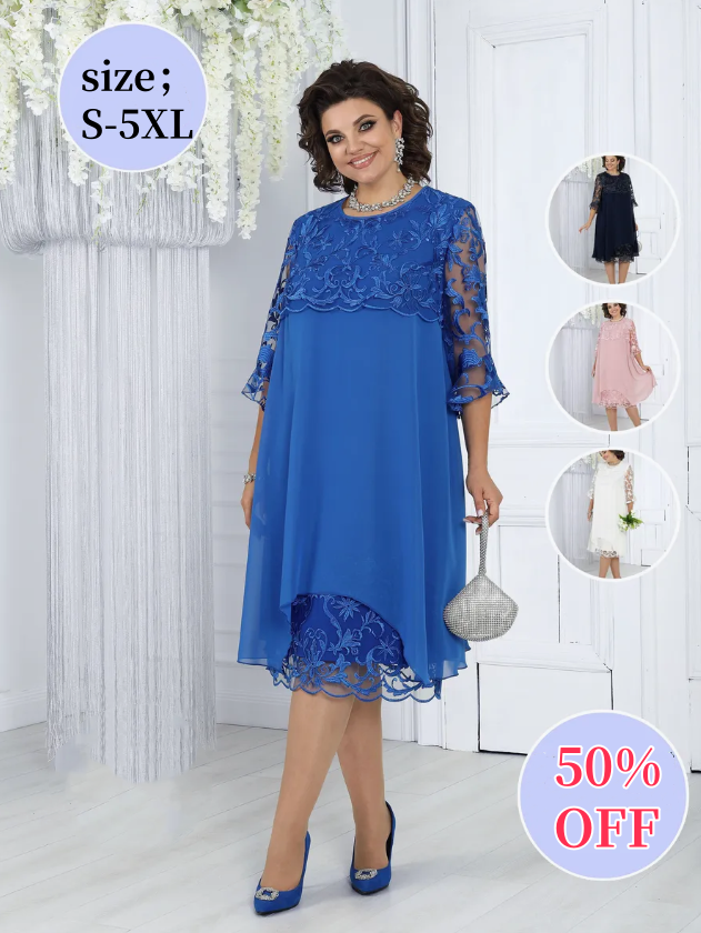 👍 👍【49% zniżki】🌹 【S-5XL】 Letnia elegancka haftowana swobodna wygodna sukienka