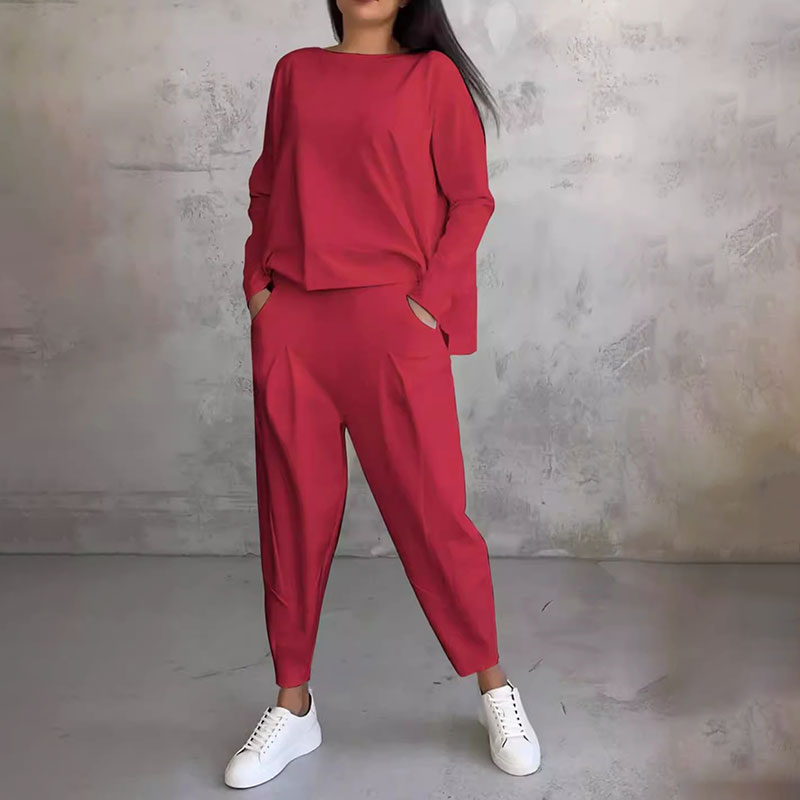 【40%OFF】💥【Cumpărați 1 obțineți 1 gratuit】💖Set de pantaloni cu mânecă lungă și gât rotund, set din două piese