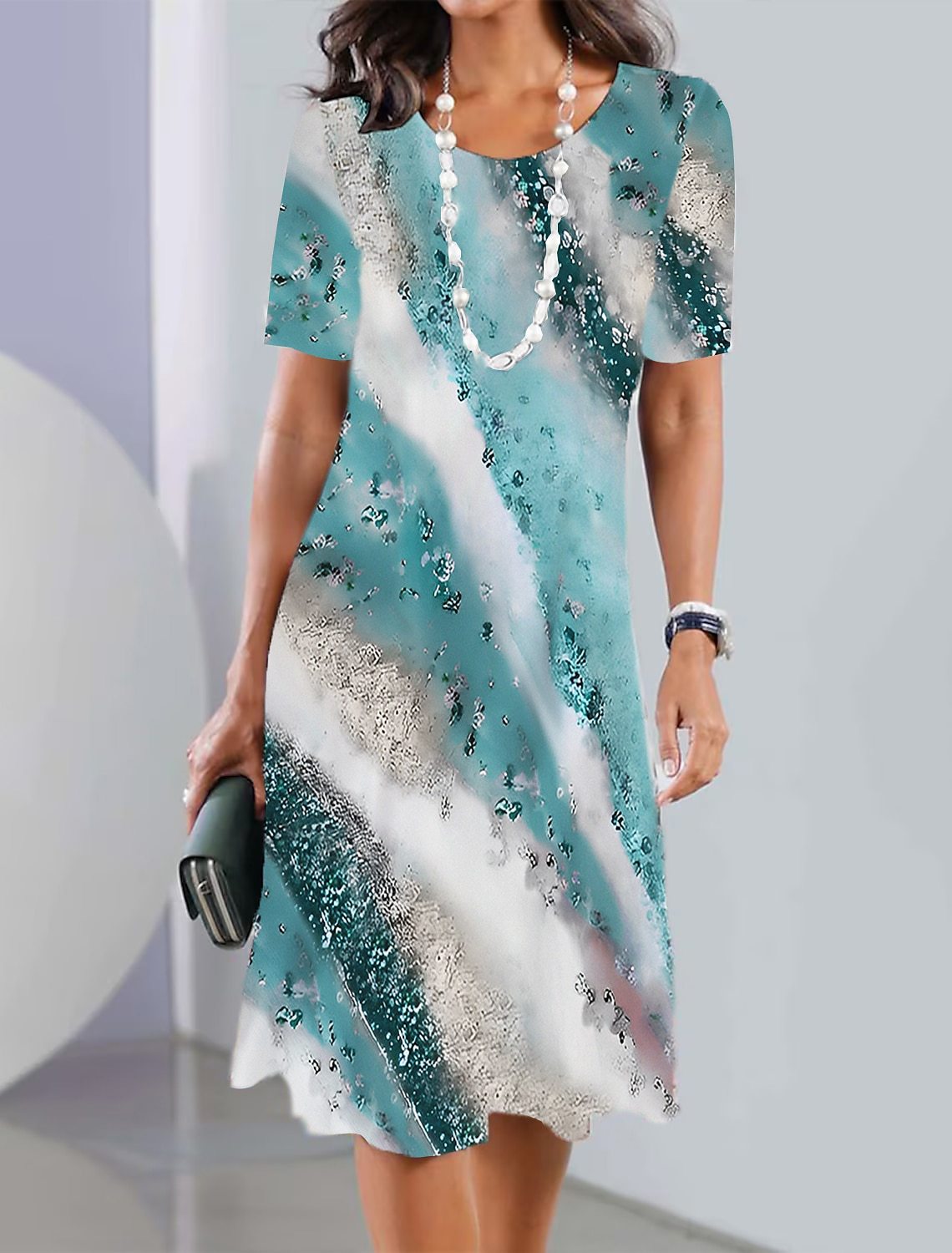 👗💌👗Oferta ograniczona czasowo【XS-5XL】 2025 Damska letnia sukienka casualowa z nadrukiem i okrągłym dekoltem