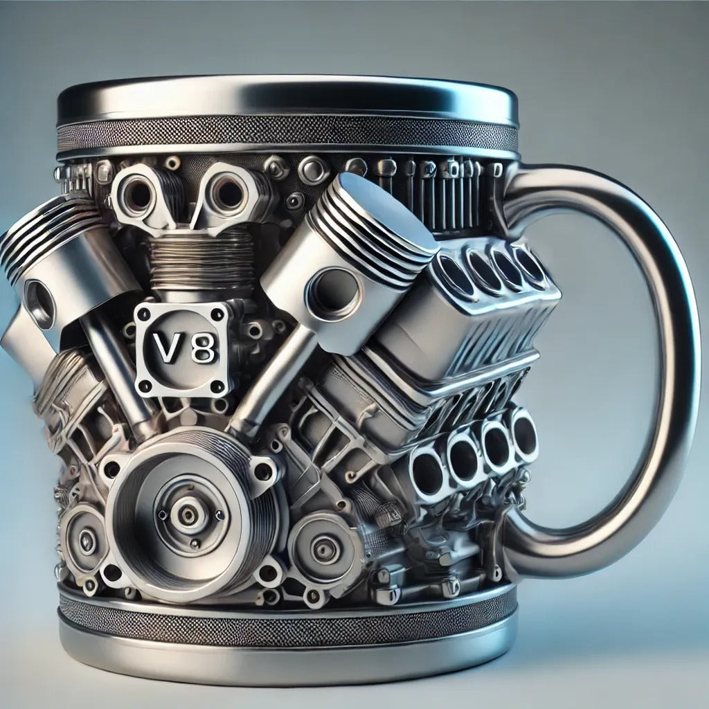 🎁☕ Taza de café de acero inoxidable Creative Engine V6V8, diseño mecánico