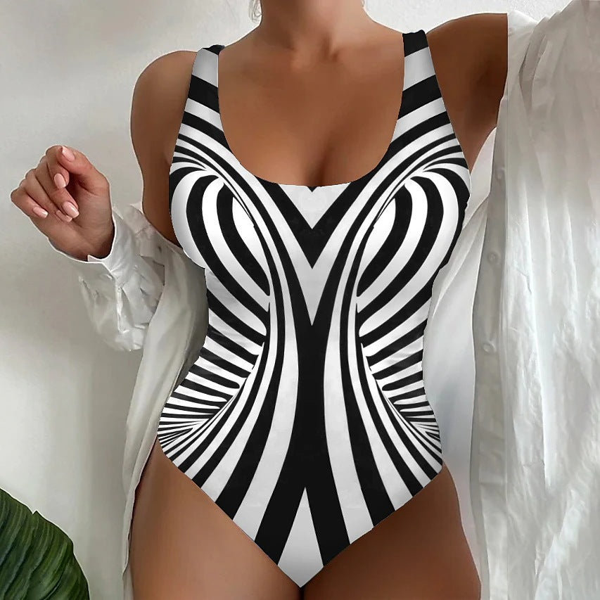 🤽‍♀️🩱【S~8XL】Seksowny, jednoczęściowy kostium kąpielowy w paski💕
