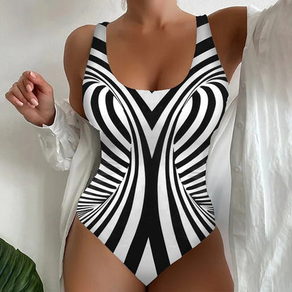 🤽‍♀️🩱【S~8XL】Seksowny, jednoczęściowy kostium kąpielowy w paski💕