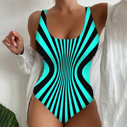 🤽‍♀️🩱【S~8XL】Seksowny, jednoczęściowy kostium kąpielowy w paski💕