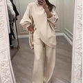 🔥 49% popusta! Novo! Ženski dvodijelni set - asimetrični pulover + hlače širokih nogavica, široki kroj, mekana tkanina, super udobne👚 Besplatna dostava✨