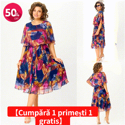 😎💃Noutăți de vară💥Rochie lejeră din șifon, mărime mare | Confortabilă și respirabilă, foarte potrivită pentru vară😎💃