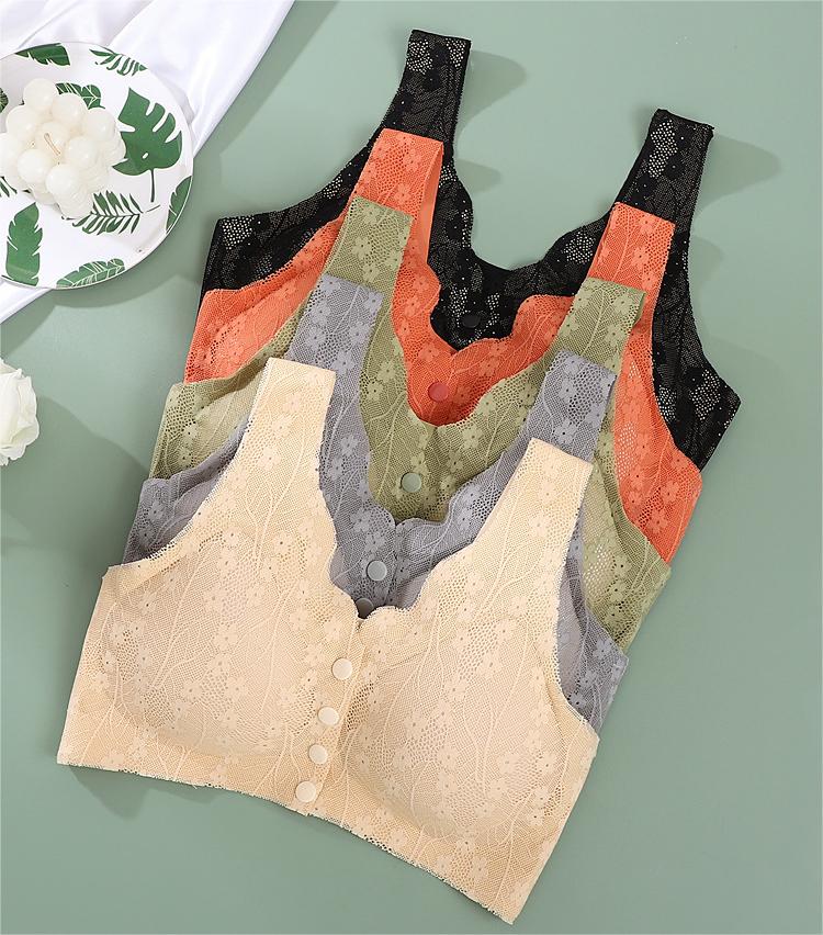 😍【3 sztuki】【40-100KG】👙Biustonosz damski bez fiszbin z koronkowym przodem, 49% zniżki