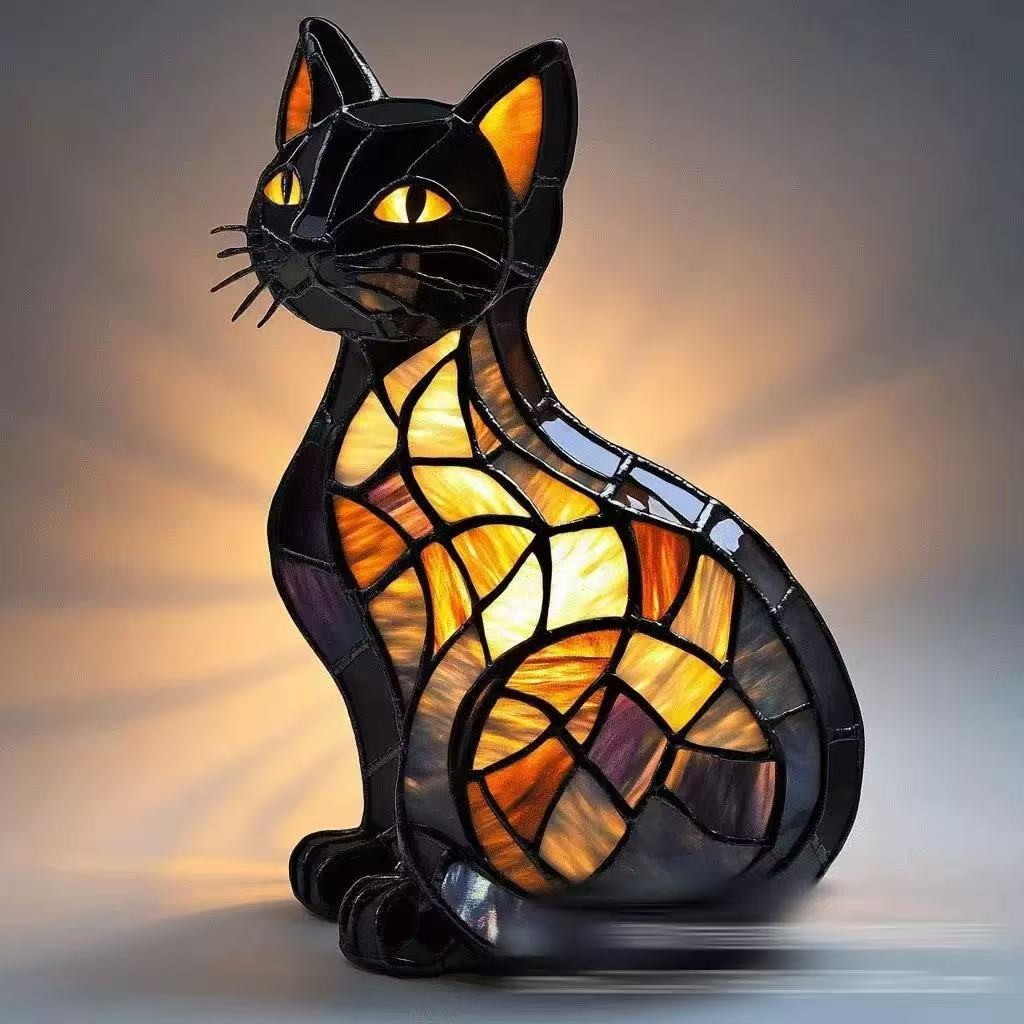🐱🐶Ukrasi od smole, LED noćno svjetlo, umjetnost, figurica životinje, kreativni ukras za ured, dom, prekidač s USB utičnicom