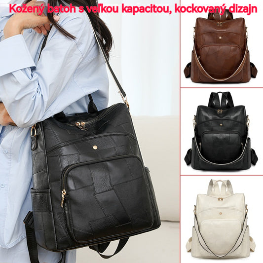 👛Platba pri doručení🌟Nový kožený batoh s veľkou kapacitou a kockovaným dizajnom