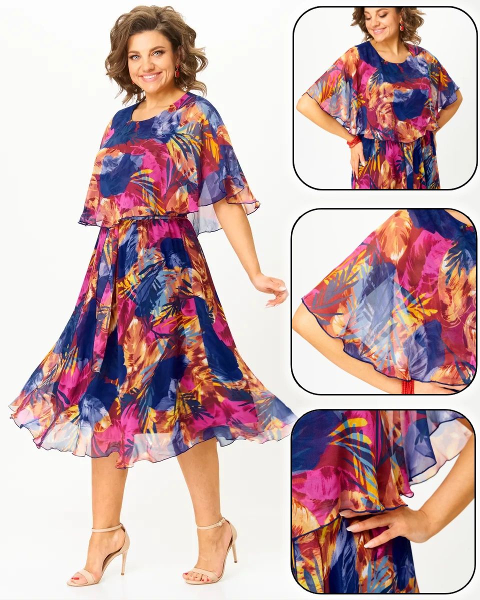 😎💃Noutăți de vară💥Rochie lejeră din șifon, mărime mare | Confortabilă și respirabilă, foarte potrivită pentru vară😎💃