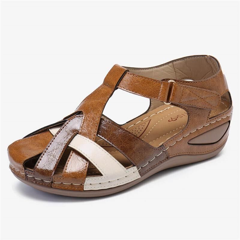 ✨ Cel mai bun cadou de sărbători 🎁 【35-43】✨ Sandale noi din piele moale pentru femei, cu talpă groasă și vârf deschis, 2025