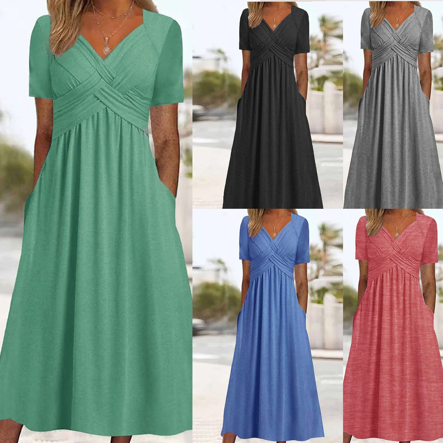 👍👍【Letni Karnawał】✨✨【S-5XL】👗👗Nowa bawełniana sukienka midi na co dzień-
