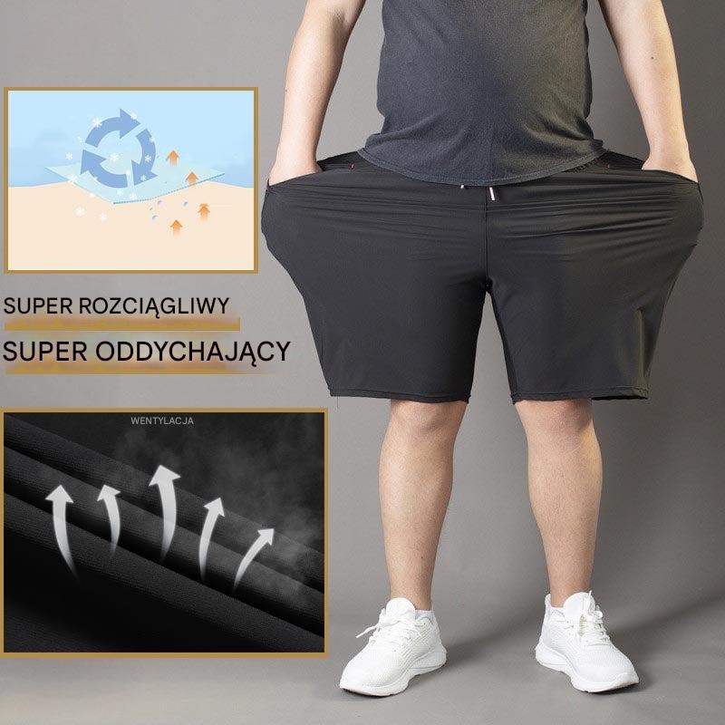 ❄🆒👖【Kup 1, a 1 dostaniesz gratis😍,  2 sztuki】【M-4XL】Letnie męskie spodenki sportowe z lodowego jedwabiu, 60-140 funtów, oddychające, wygodne, luźne, w dużym rozmiarze