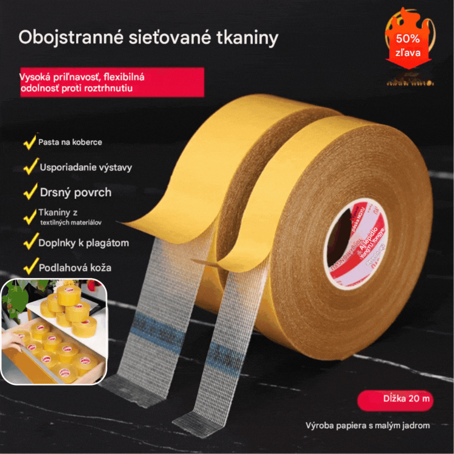 【20 metrov】👍 Dvostranski večnamenski mrežasti trak, močan oprijem, ne pušča ostankov lepila