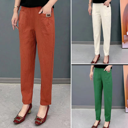 👖🔥🔥【M-6XL】Pantaloni casual de dama noi, elastici si versatili, in marimi mari, din bumbac pur3904769