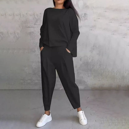 【40%OFF】💥【Cumpărați 1 obțineți 1 gratuit】💖Set de pantaloni cu mânecă lungă și gât rotund, set din două piese