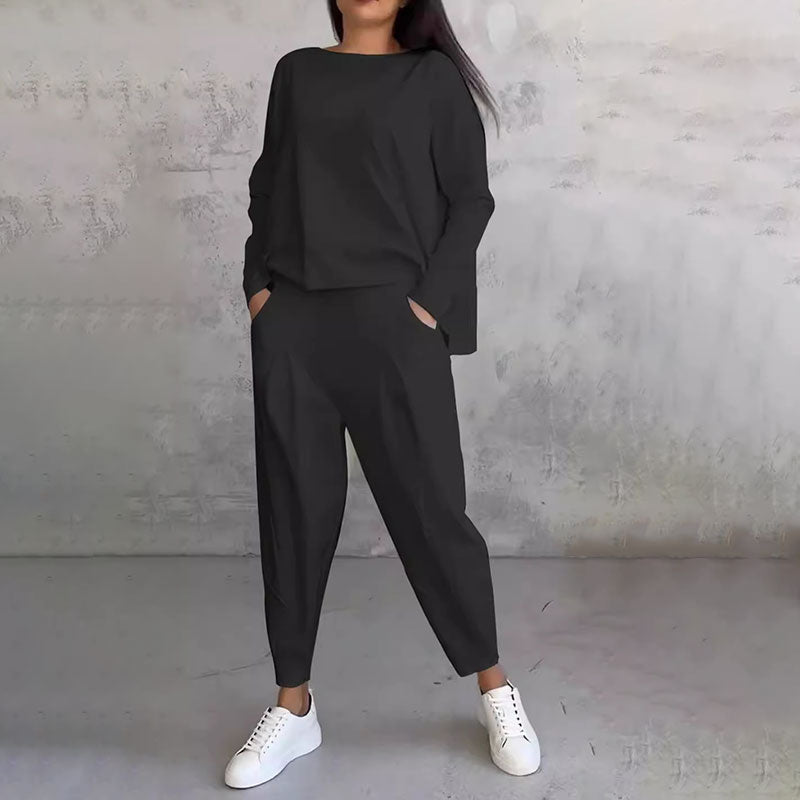 【40%OFF】💥【Cumpărați 1 obțineți 1 gratuit】💖Set de pantaloni cu mânecă lungă și gât rotund, set din două piese