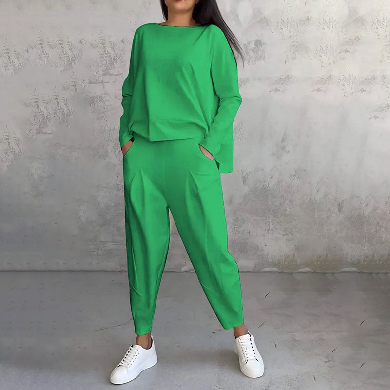【40%OFF】💥【Cumpărați 1 obțineți 1 gratuit】💖Set de pantaloni cu mânecă lungă și gât rotund, set din două piese
