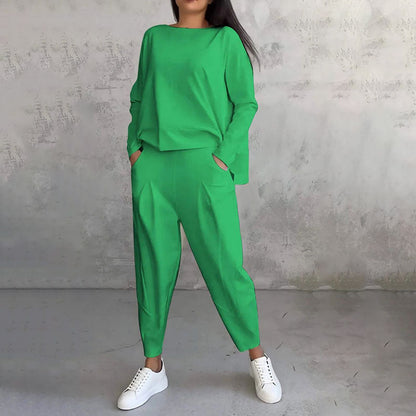【40%OFF】💥【Cumpărați 1 obțineți 1 gratuit】💖Set de pantaloni cu mânecă lungă și gât rotund, set din două piese