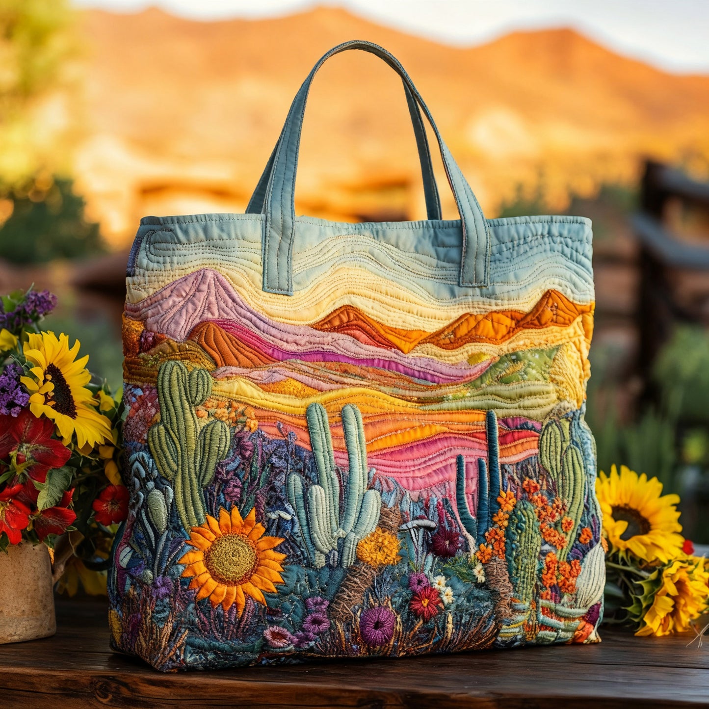 🔥👜Bolsa de mano con diseño floral personalizado (33 cm de ancho, 40 cm de alto)