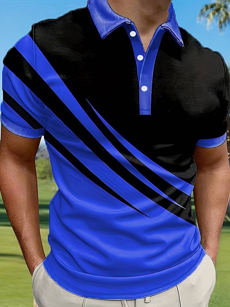 👔【S-6XL】Męska nowa letnia koszulka POLO w paski z nadrukiem 3D
