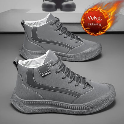 ✨49% zniżki – Męskie aksamitne buty outdoorowe, antypoślizgowe i wygodne, codzienne, wysokie, ze skóry wodoodpornej