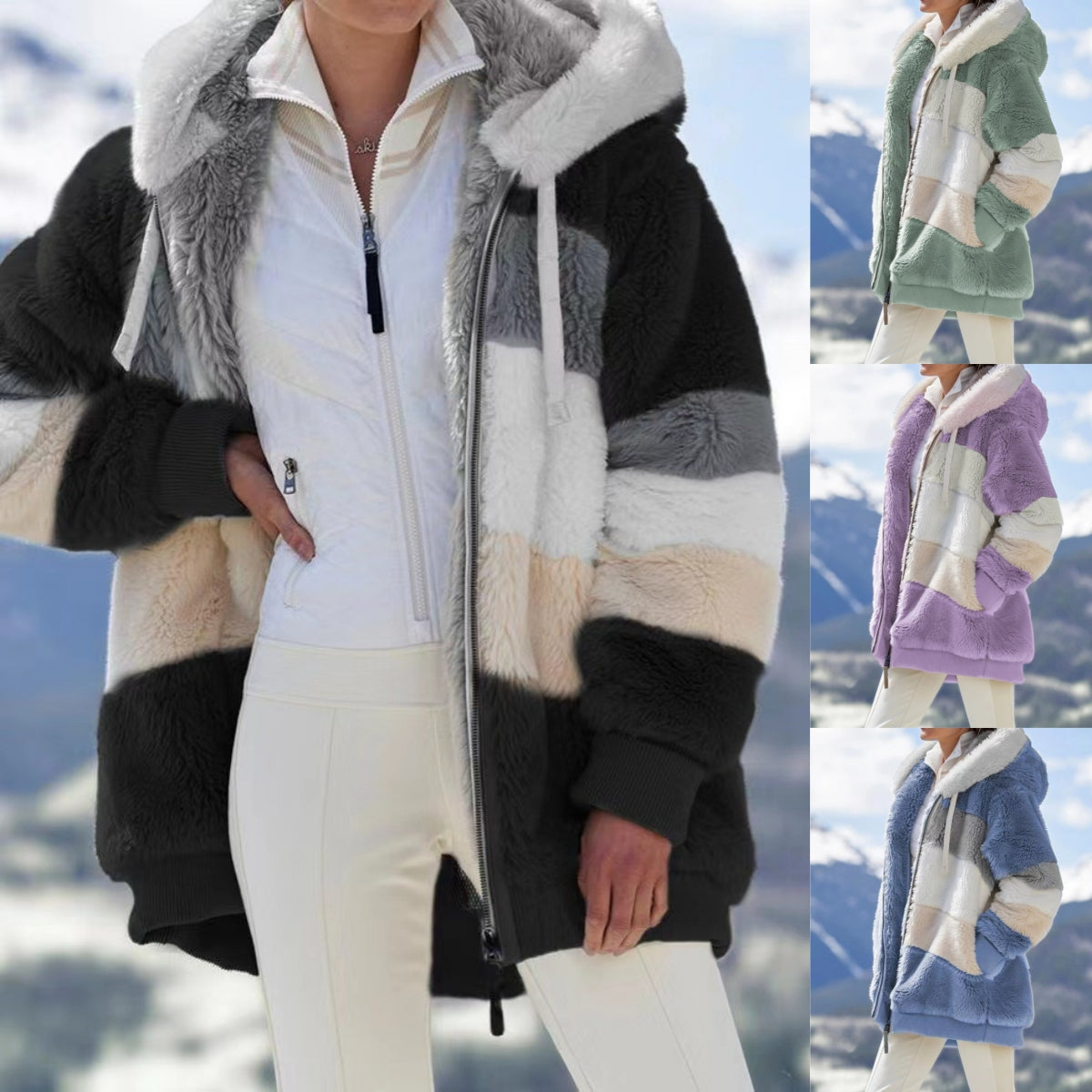 ☃️Limitovaná nabídka 35% slevy❄️【S-5XL】Nová dámská zimní bunda 2025, silná s plyšovými pruhy