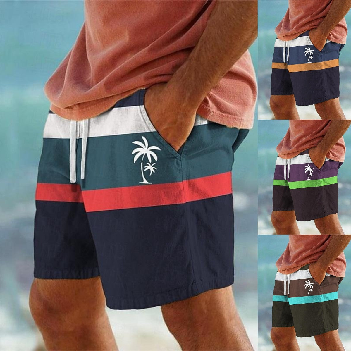 【Ofertă de vară💥】Pantaloni de baie bărbați 2025, stilati, cu imprimeu multicolor