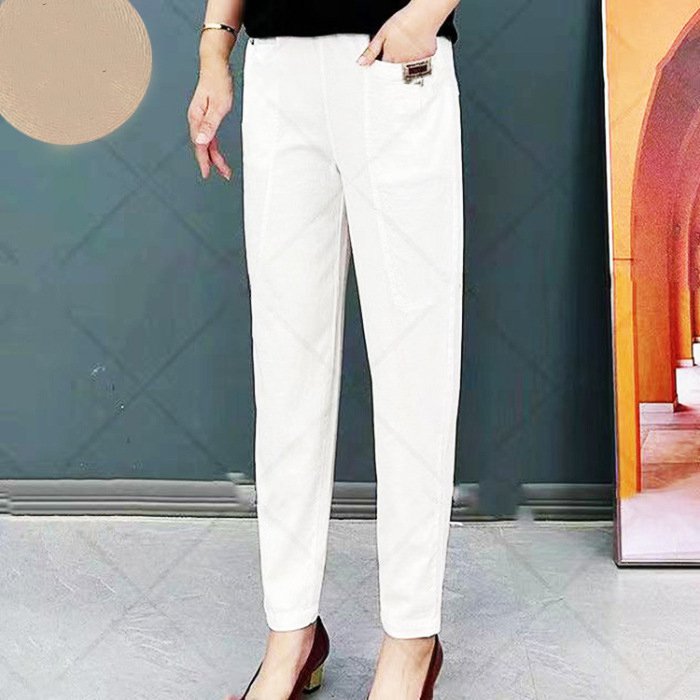👖🔥🔥【M-6XL】Pantaloni casual de dama noi, elastici si versatili, in marimi mari, din bumbac pur3904769