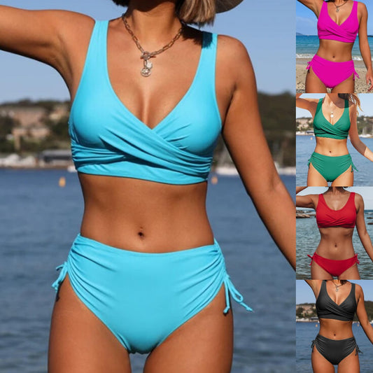 🏖️👙【Nowy produkt z rabatem】🌴🍸【S-3XL】Nowy damski, prosty, jednolity kolor, szybkoschnący, wygodny, oddychający kostium kąpielowy bikini na lato 2025.