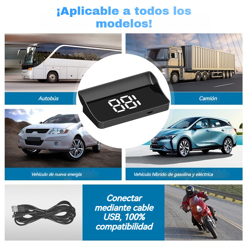 🚗Pantalla HUD para coche｜Proyección HD GPS｜Velocidad en tiempo real y conducción más segura
