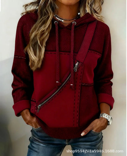 【S–5XL】Дамска блуза с дълъг ръкав, качулка и щампа