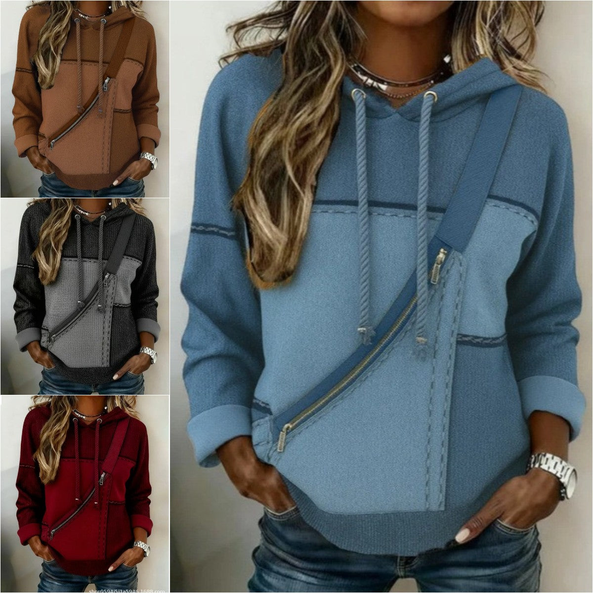 【S–5XL】Дамска блуза с дълъг ръкав, качулка и щампа