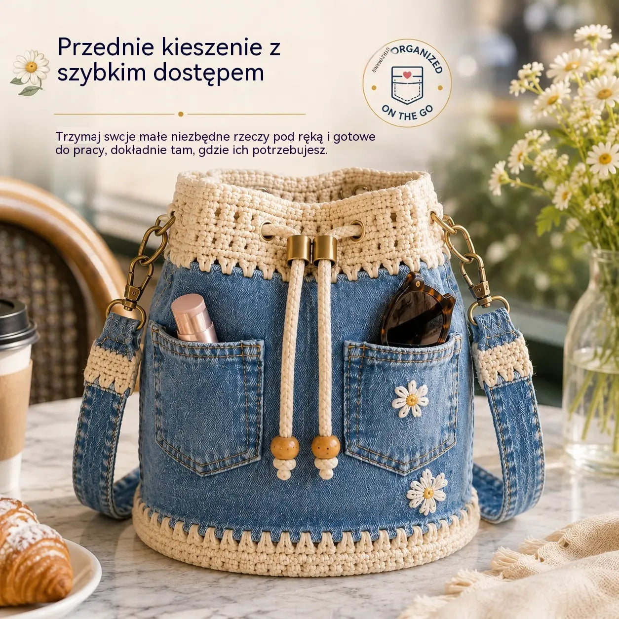 Tkana torba jeansowa w stylu boho, która dopełni każdą stylizację ✨