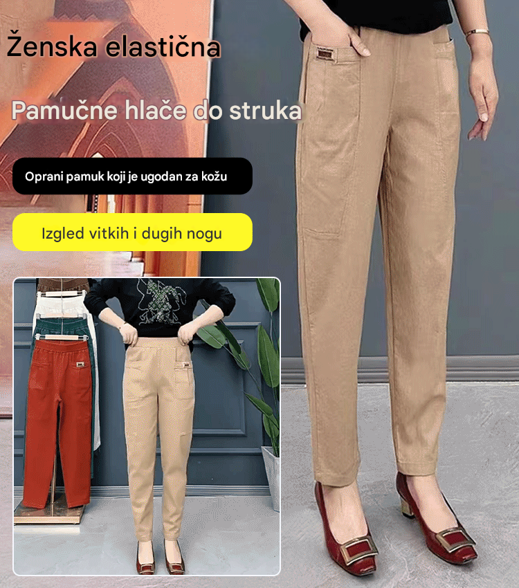 👖🔥🔥【M-6XL】Pantaloni casual de dama noi, elastici si versatili, in marimi mari, din bumbac pur3904769
