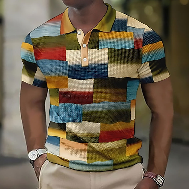 💥👕【S-5XL】2025 Męska swobodna koszulka POLO z geometrycznym wzorem🌴