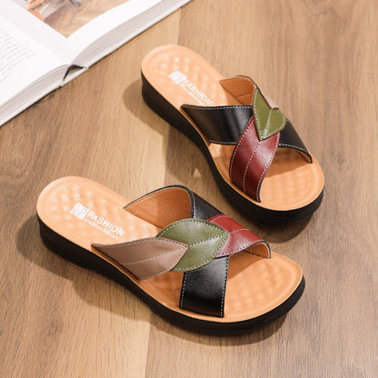 【35-40】Papuci retro de la moda pentru dama din piele