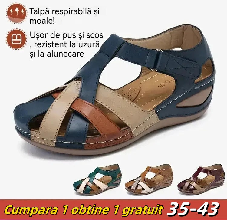 ✨ Cel mai bun cadou de sărbători 🎁 【35-43】✨ Sandale noi din piele moale pentru femei, cu talpă groasă și vârf deschis, 2025