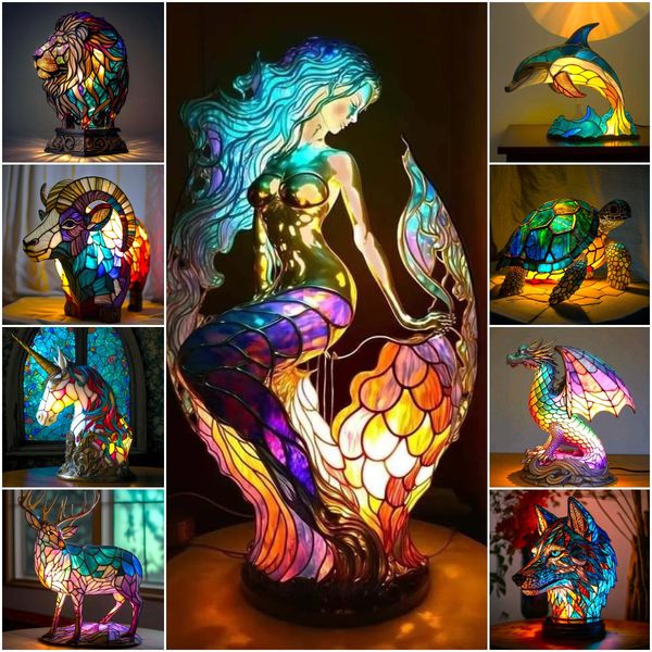 💥Posledná špeciálna ponuka, zľava 50 % - Retro ekologická živicová stolová lampa série Animal