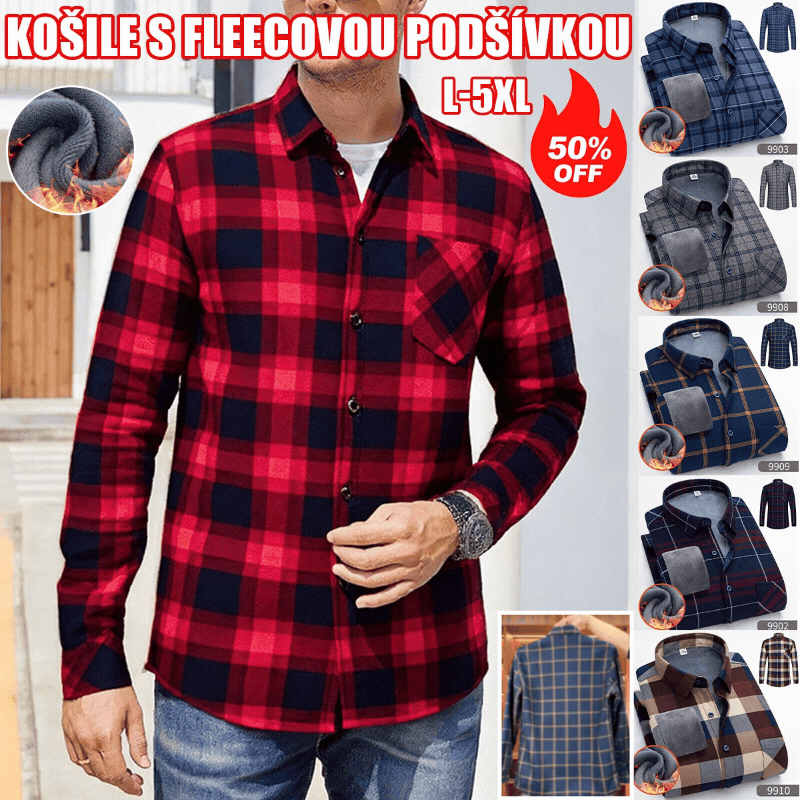 🔥【49% OFF】🔥👔【L-5XL】Teplá košile s dlouhým rukávem na podzim a zimu