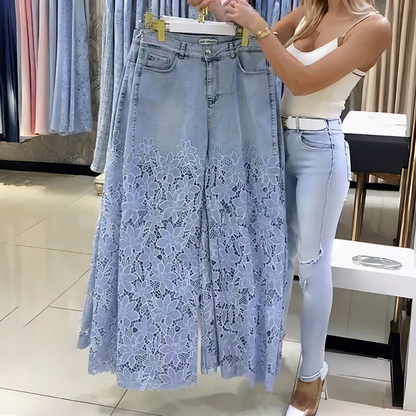 💥Promocja 💥【50KG-110KG】👖 Nowoczesne jeansy z koronkowymi łatkami