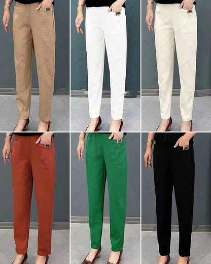 👖🔥🔥【M-6XL】Pantaloni casual de dama noi, elastici si versatili, in marimi mari, din bumbac pur3904769