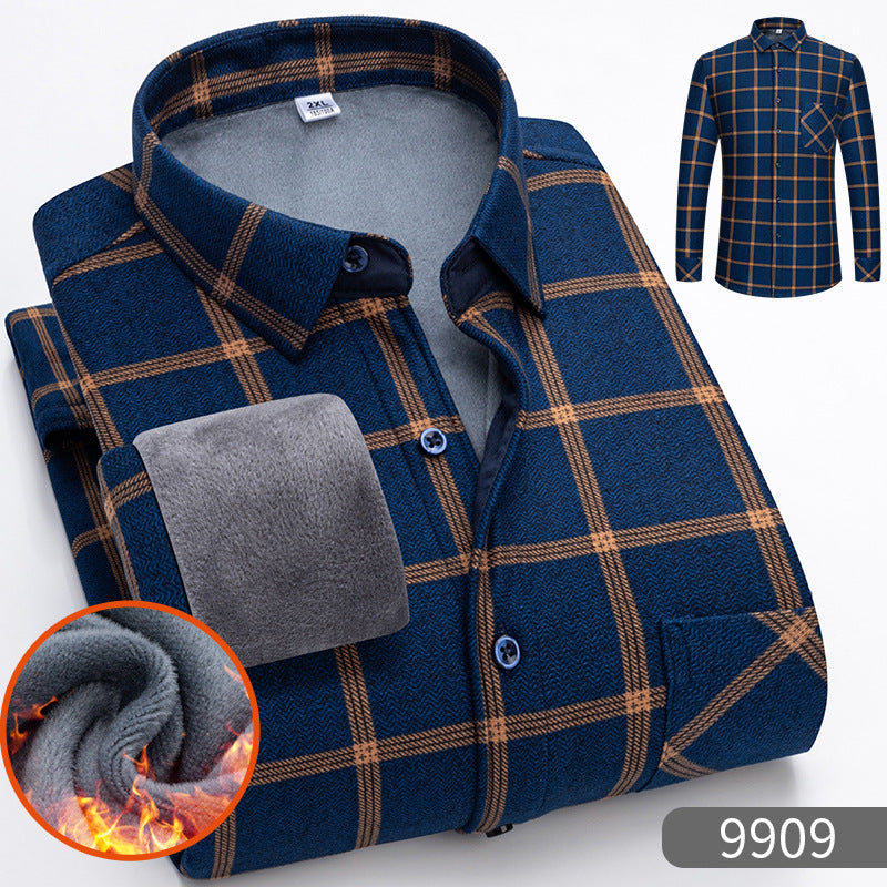 🔥【49% OFF】🔥👔【L-5XL】Teplá košile s dlouhým rukávem na podzim a zimu