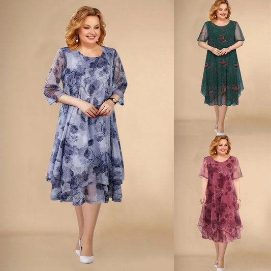 💗🌺【L-5XL】2025 noua rochie florala din sifon de vara