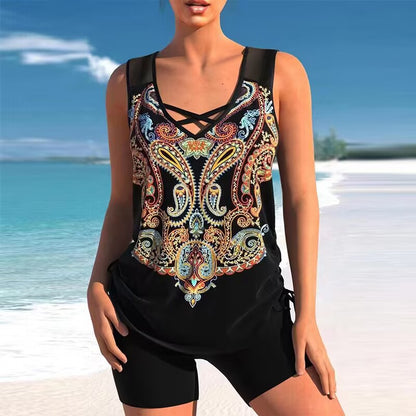 🩱【S-5XL】🩱Wysokiej jakości, oddychający dwuczęściowy kostium kąpielowy z nadrukiem etnicznym, przyjemny dla skóry🌊