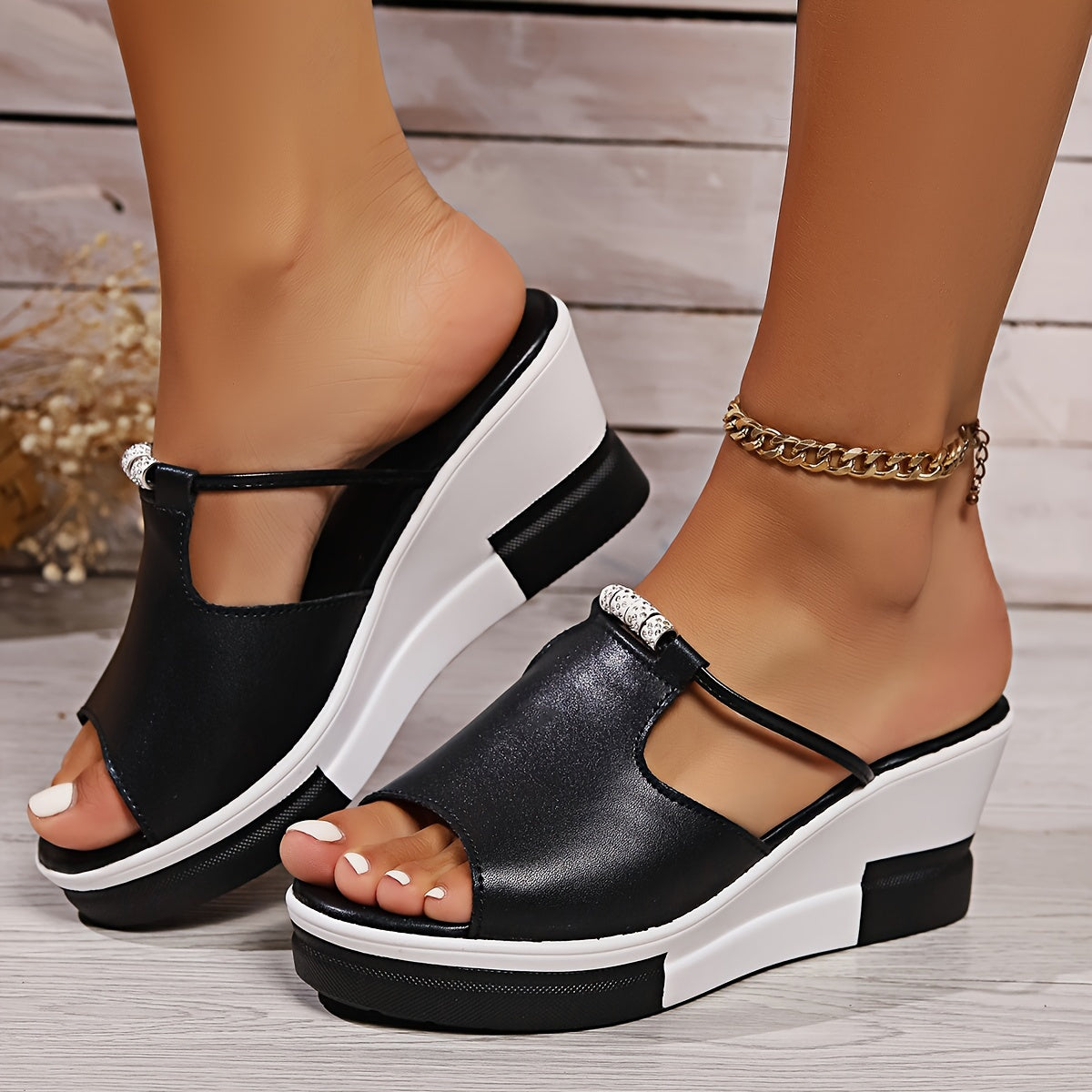 🔥👡【Cumpără 1, primești 1 gratis】【36-43】Sandale de damă din piele naturală, cu toc compensat, care îmbunătățesc înălțimea
